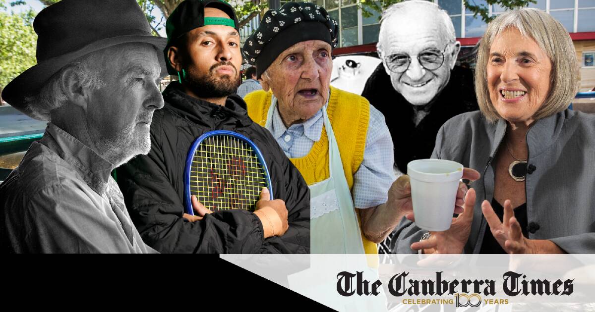 Some of Canberra's greatest. Manning Clark, Nick Kyrgios, Stasia Dabrowski, Gus Petersilka and Betty Churcher.