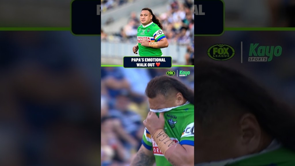 Josh Papali'i was emotional running out for the Raiders today for the final time ❤️   #NRL